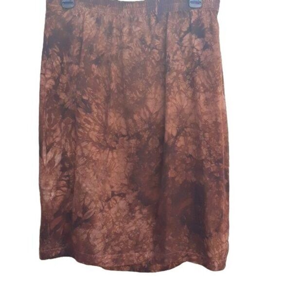 Vtg 90's Carole Little Skirt Rustic Country Wrap Burnt Tie-dye Rust Brown Sz 6 - Picture 3 of 7